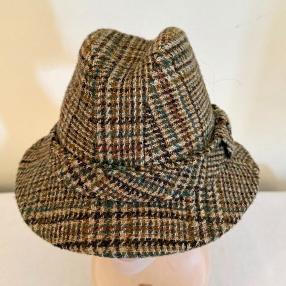 Vintage Harris Tweed Wool Plaid Hat Size M to Large Country Gentleman Travler - Picture 3 of 14